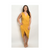 Mustard Sleeveless Crossover Midi Plus Size Dress.