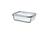 Food container with lid, rectangular glass/plastic 34 oz