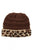 Brown Leopard Cuff Knitted Winter Beanie Woolen Hat