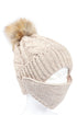 Beige Knitted Pom Beanie Matching Mask Set