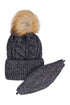 Black Knitted Pom Beanie with matching mask set